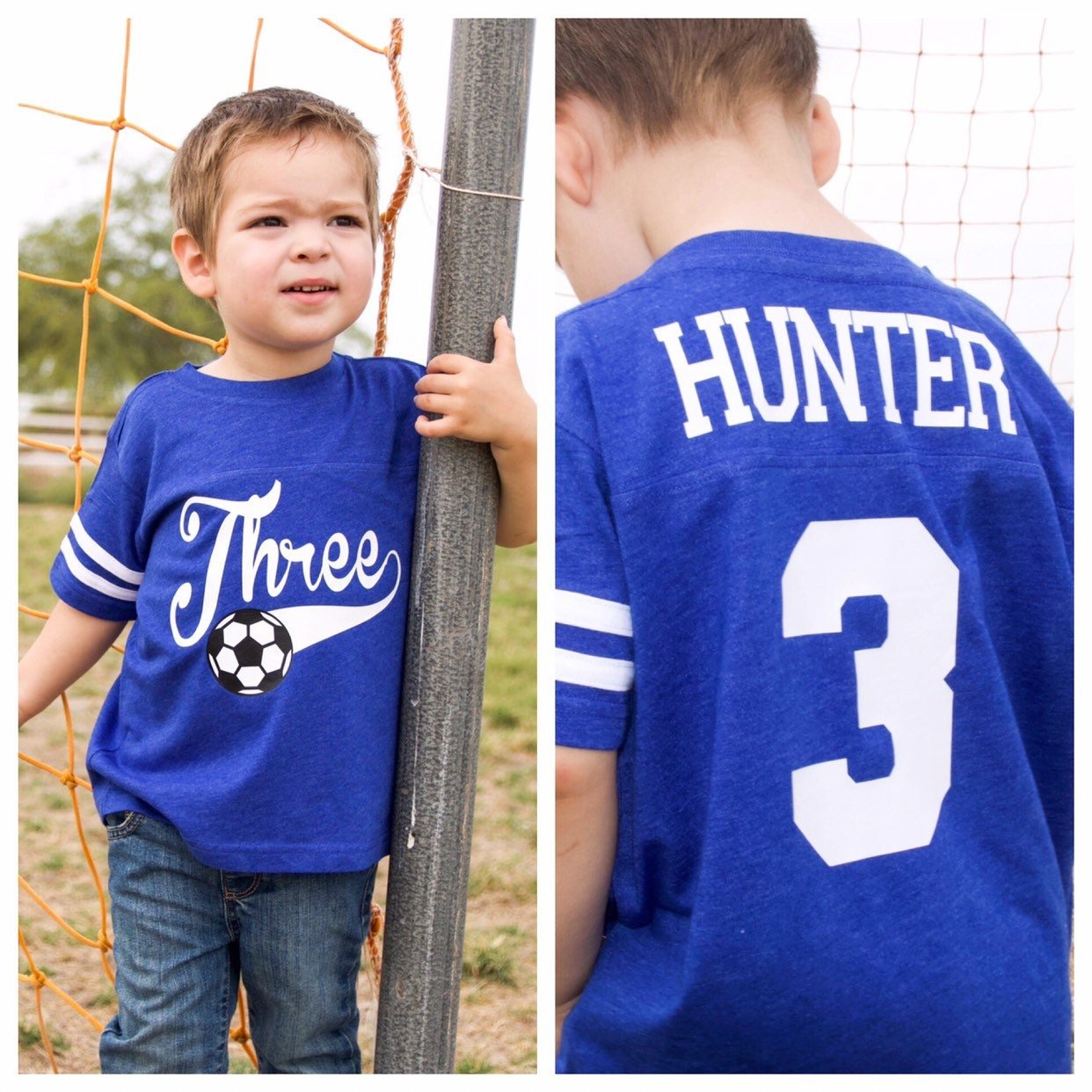 3rd Birthday Soccer shirt - Purple Elephant MS