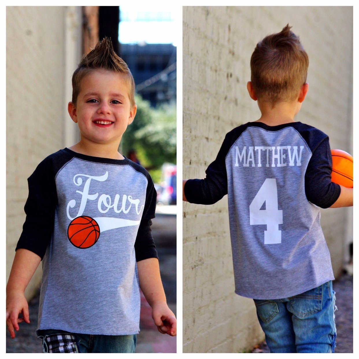 4th birthday Basketball shirt - Purple Elephant MS