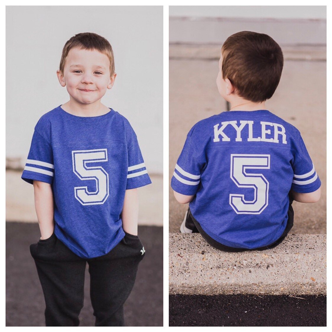 5th Birthday Football shirt, Sports Party Shirt, Gifts for older boys, Sports Jersey Style Shirt, Kids Football Tee - Purple Elephant MS