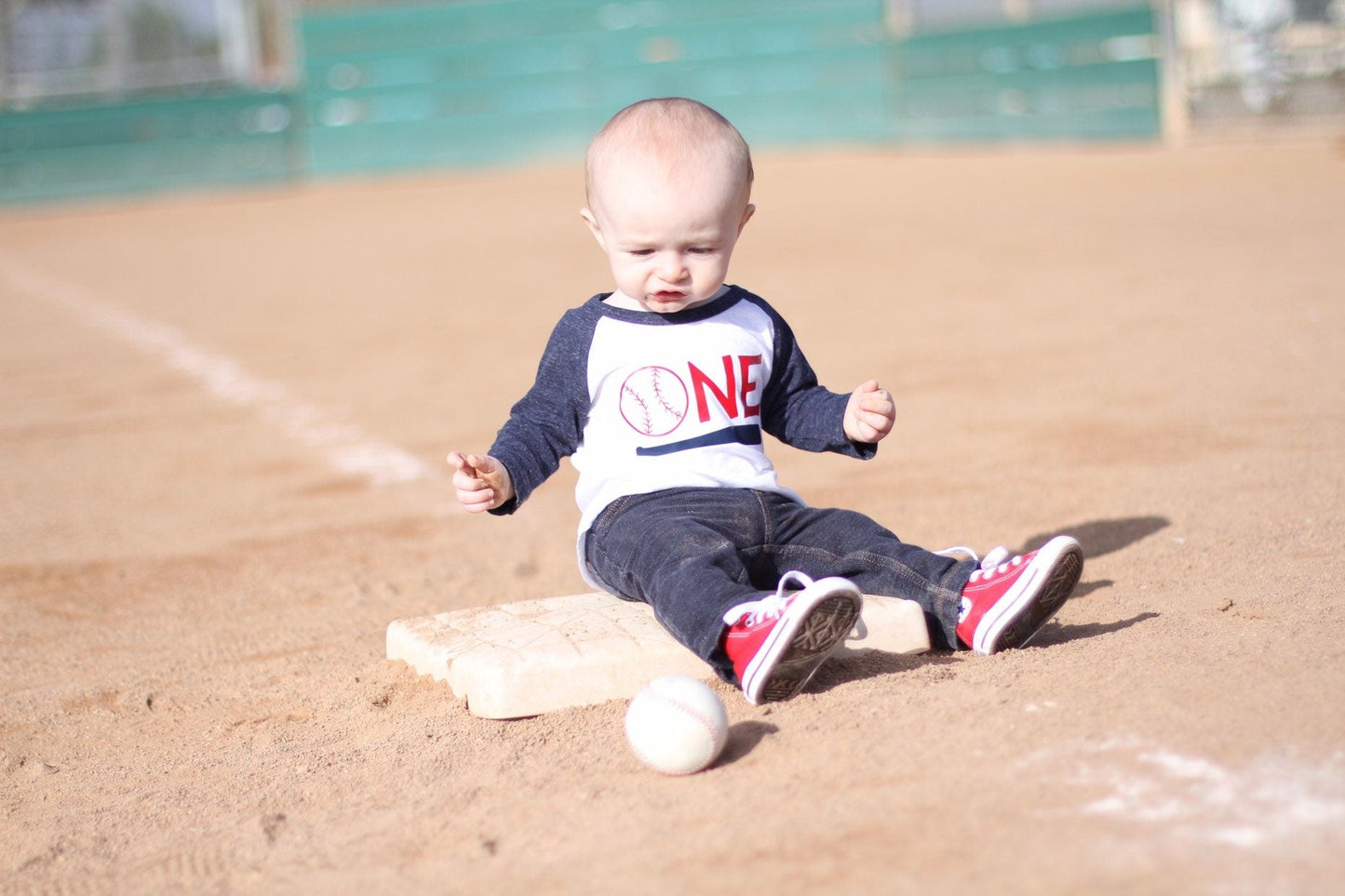 Boys Baseball 1st Birthday shirt - Purple Elephant MS