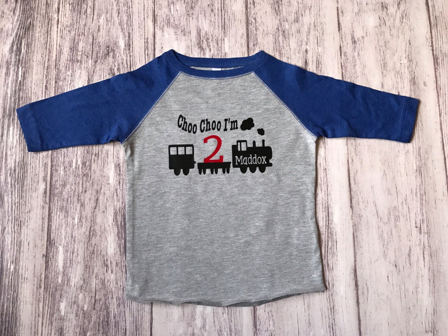 Choo Choo I'm 2 birthday train shirt - Purple Elephant MS