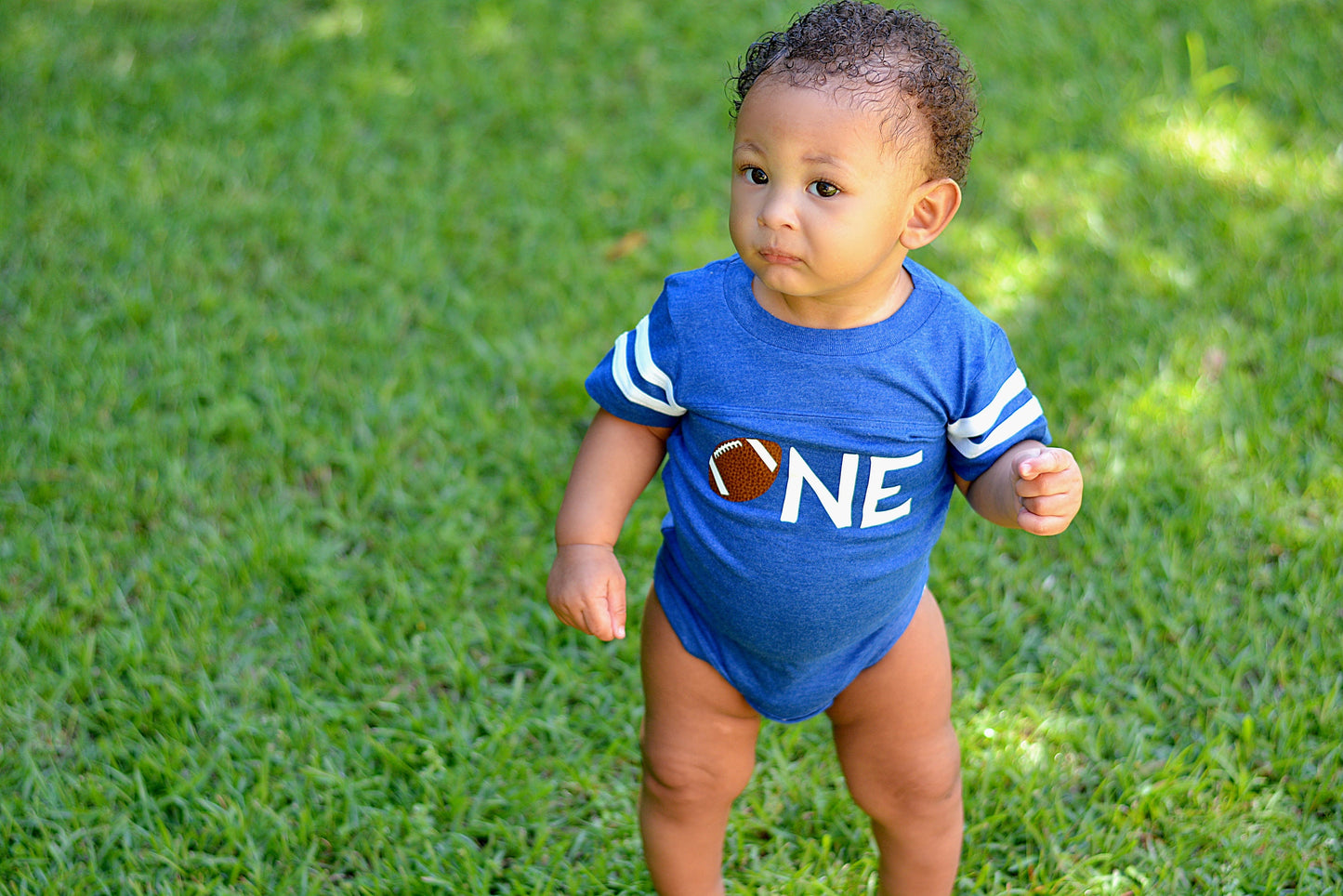 Football first birthday shirt, Personalized first birthday shirt, Football 1st birthday bodysuit, One year old boy shirt, First year down