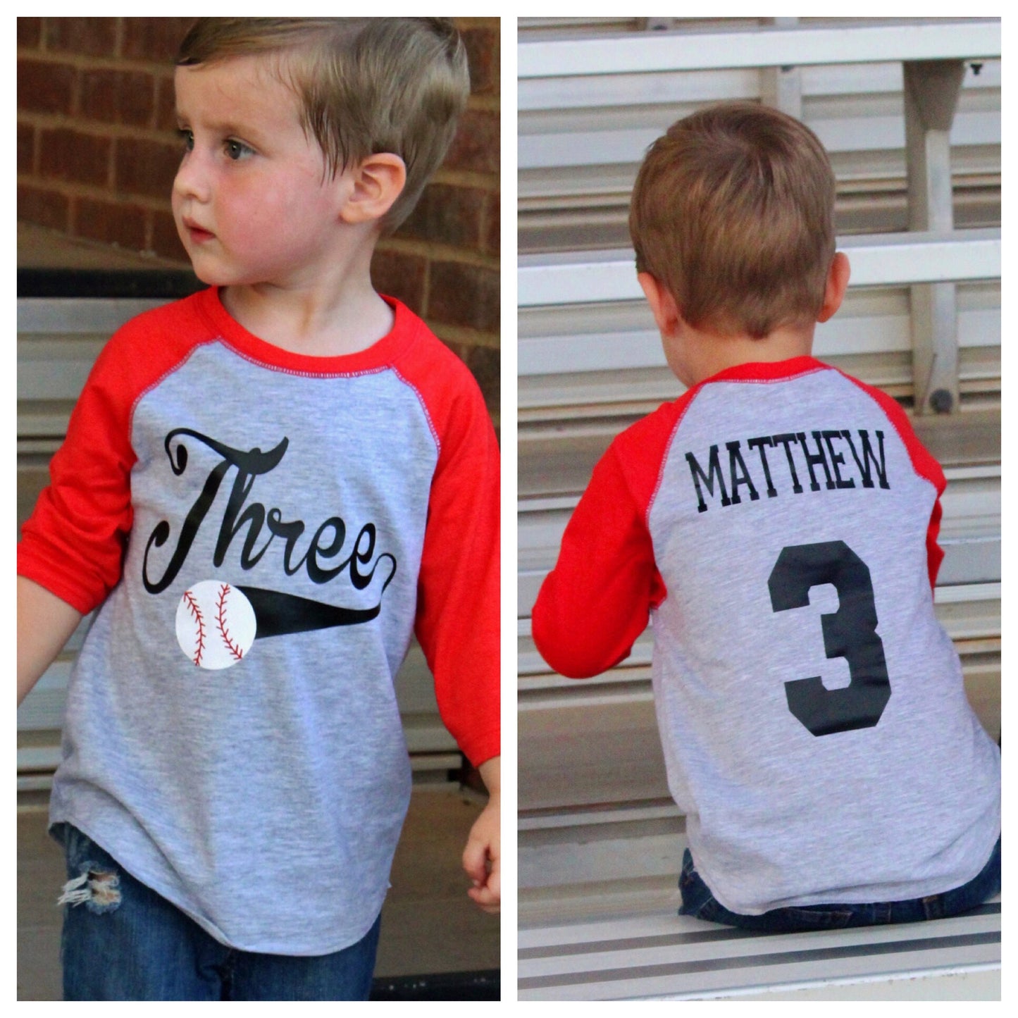Custom Three Year Old Sports Tee for Boys Birthday Party Gift