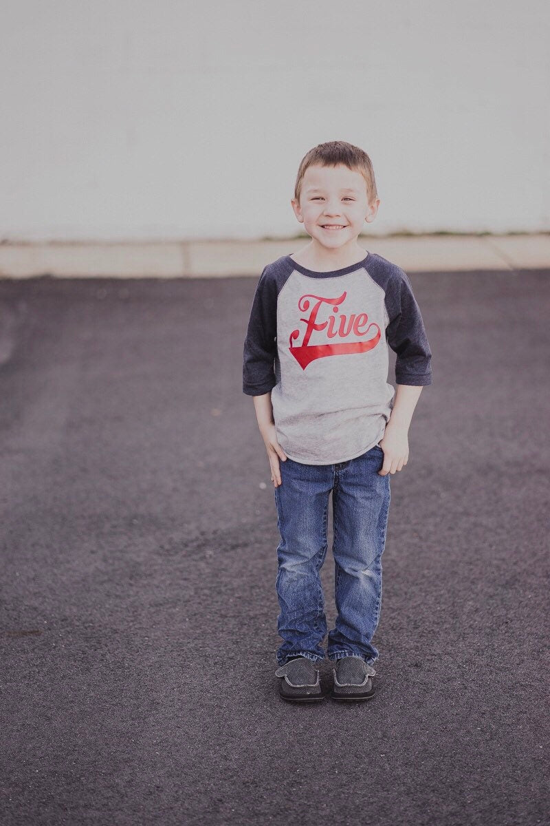 5th Birthday Baseball Shirt – Personalized Sports Birthday Tee with Name & Number – Boys Fifth Birthday Outfit – Baseball Party Shirt