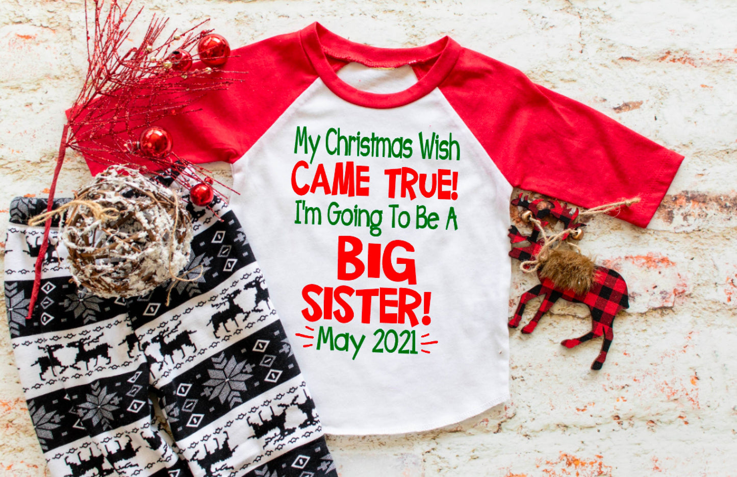 Big Sister Christmas Pregnancy Announcement shirt