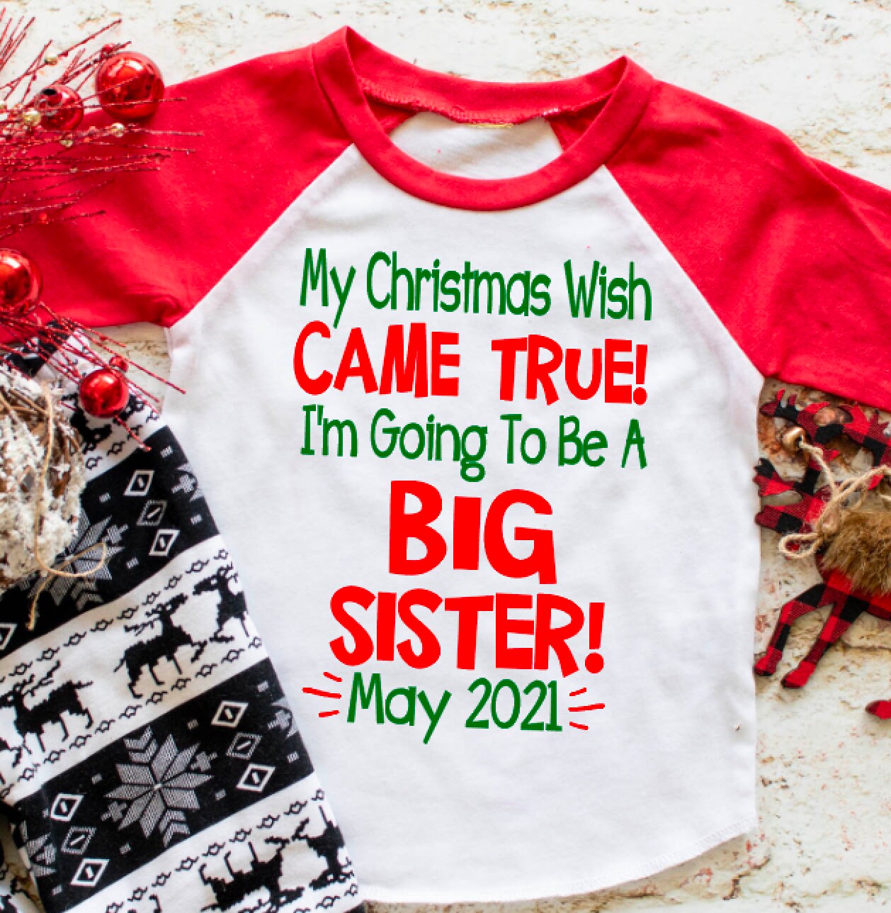 Big Sister Christmas Pregnancy Announcement shirt