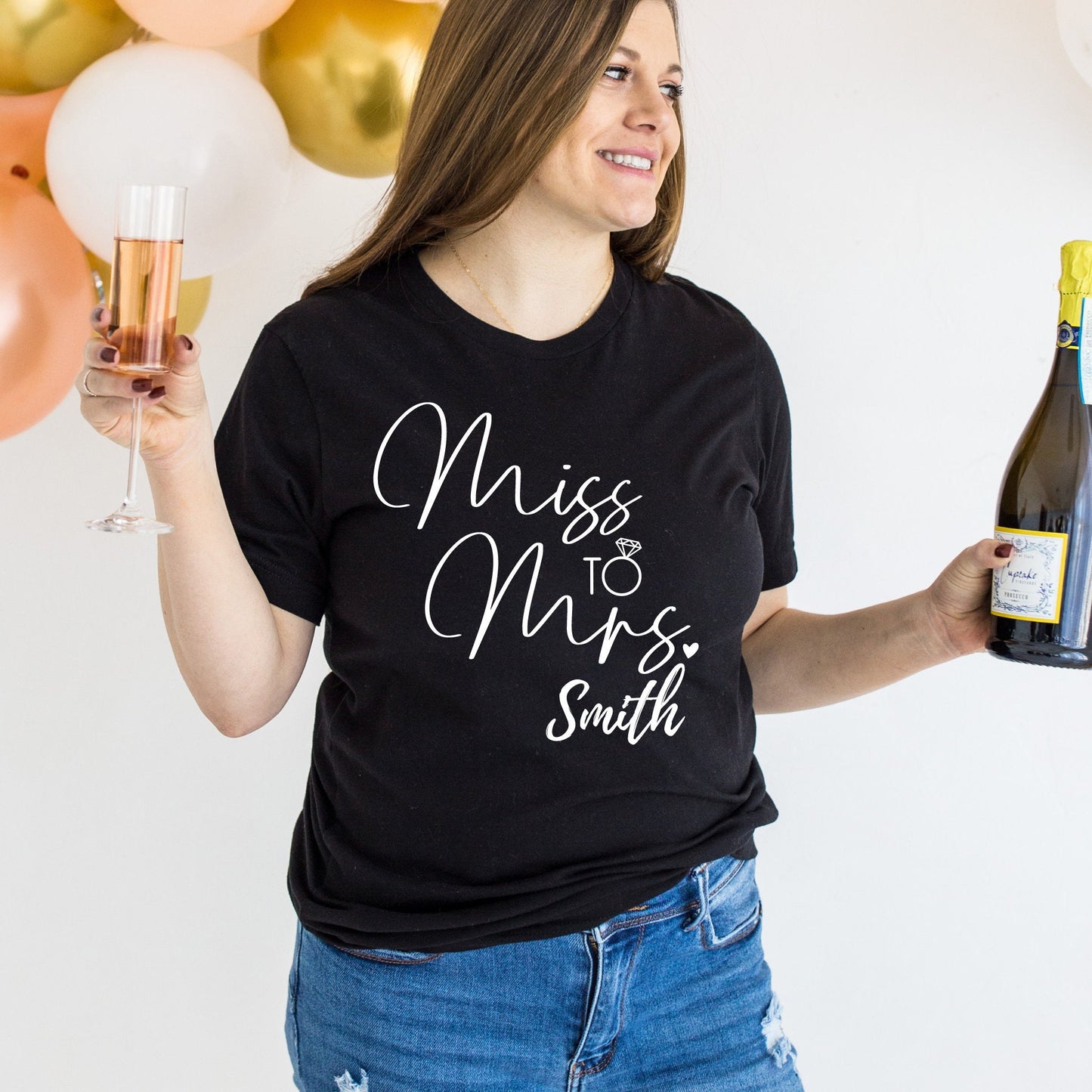 Miss to Mrs New Bride Shirt, Bridal shower shirt, Personalized Gift for Bride