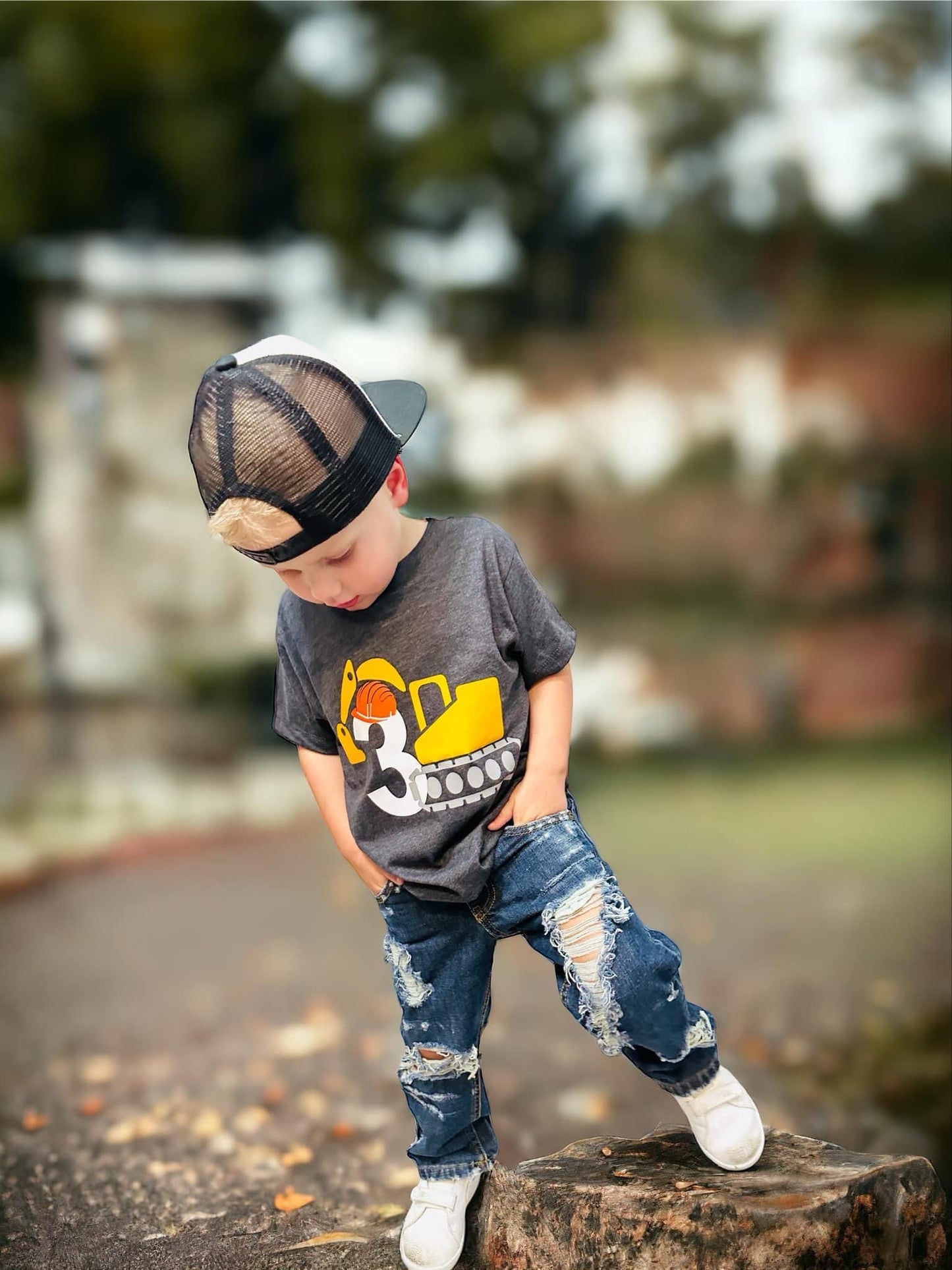 3rd Birthday Construction Shirt – Third Birthday Digger Truck Tee – Boys Age 3 Construction Party Outfit – Toddler Bulldozer Shirt