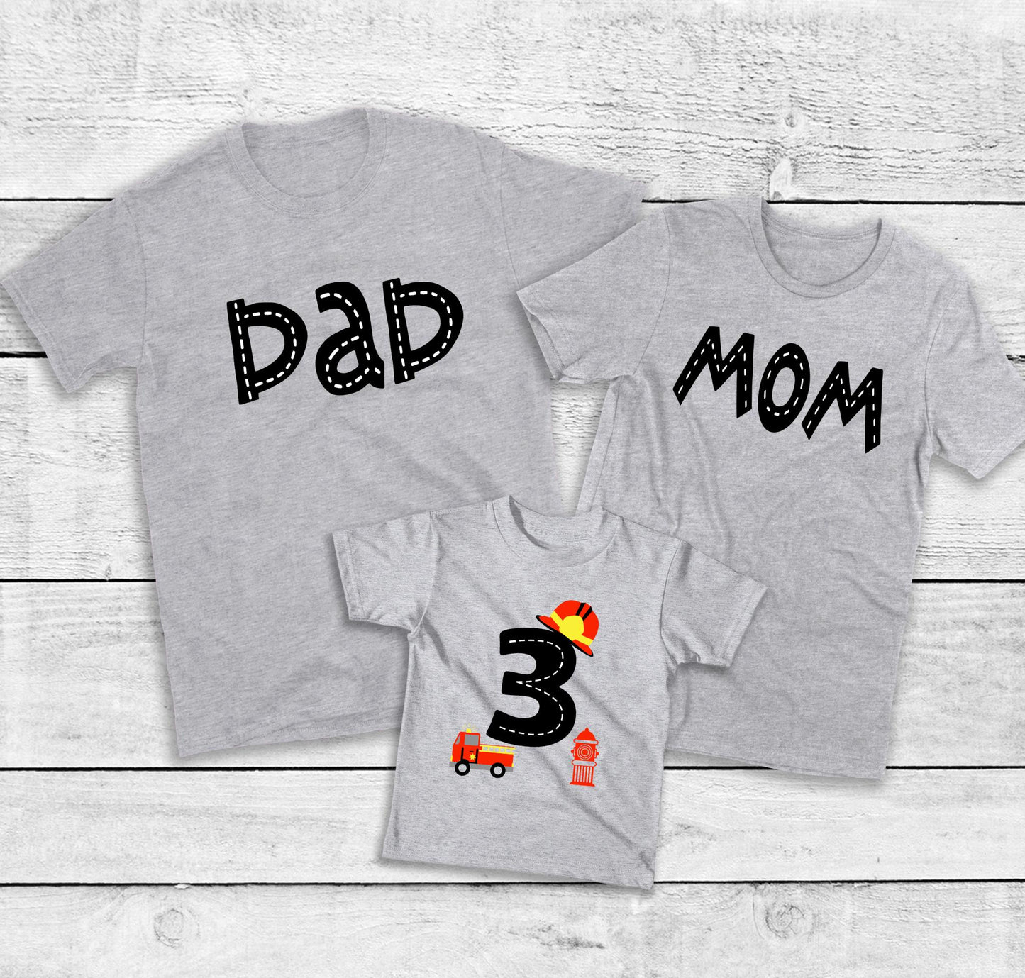Custom Firefighter Birthday Shirt | 3rd Birthday Family Matching Shirts | Kids Fireman Tee