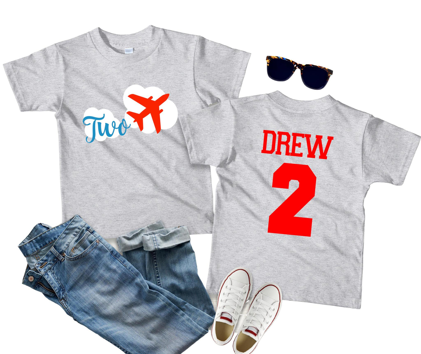 2nd Birthday Airplane Shirt, 4th Birthday, 3rd Birthday, Time Flies Theme Top, Flying into Two Year Old Outfit Gift, Personalized Name Shirt