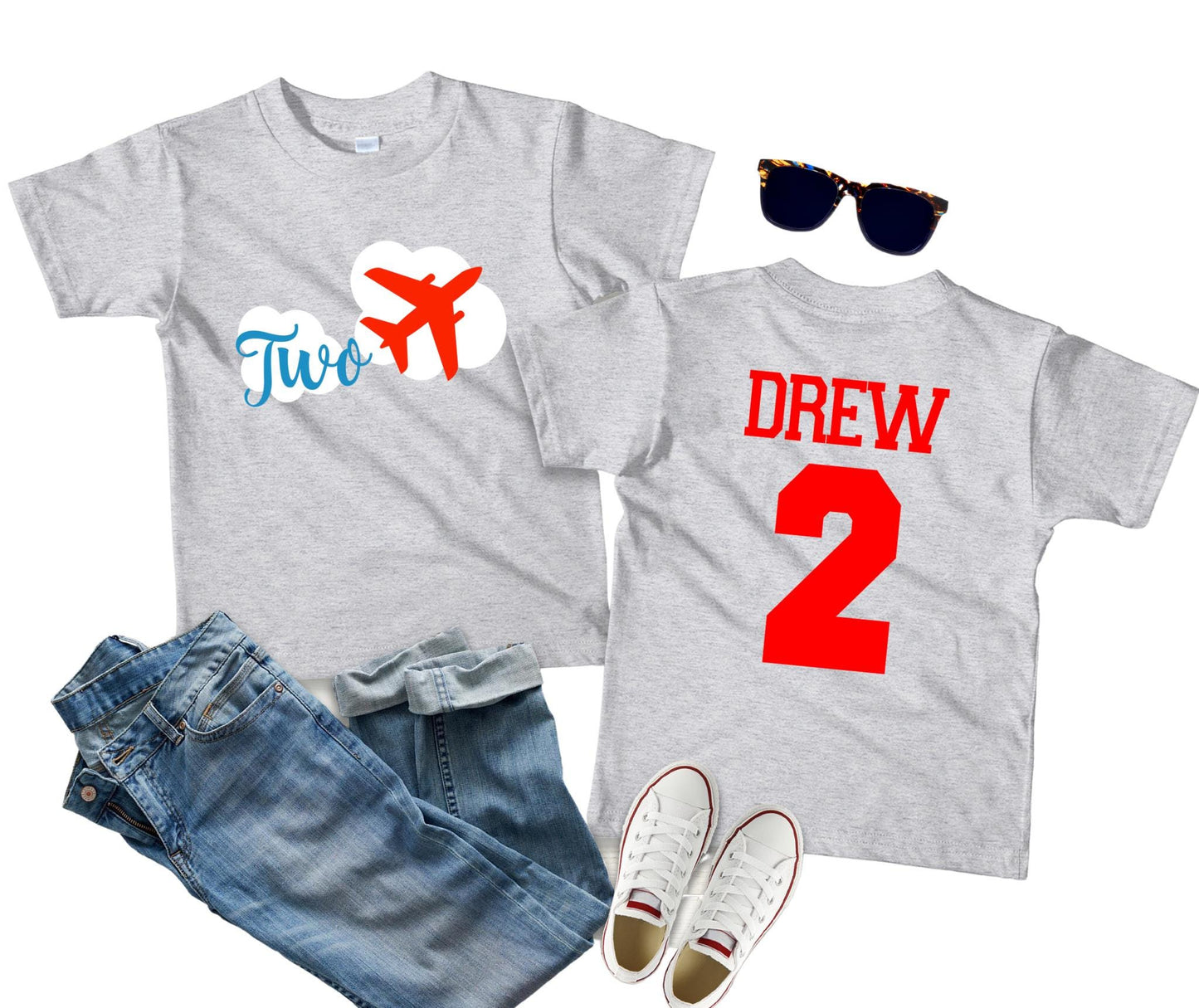 2nd Birthday Airplane Shirt, 4th Birthday, 3rd Birthday, Time Flies Theme Top, Flying into Two Year Old Outfit Gift, Personalized Name Shirt