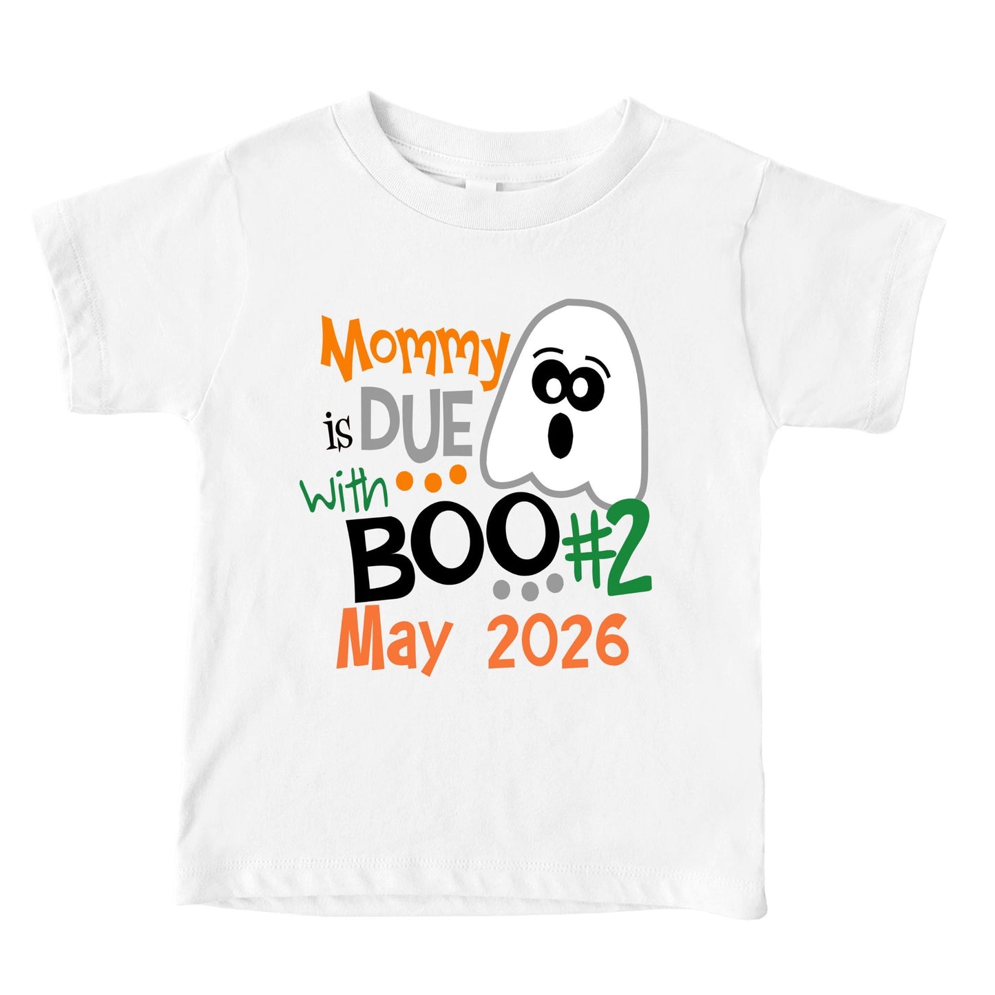 Mommy Is Due with Boo #2 Shirt β Halloween Pregnancy Announcement β Toddler Big Sibling Ghost Tee β Due in 2026
