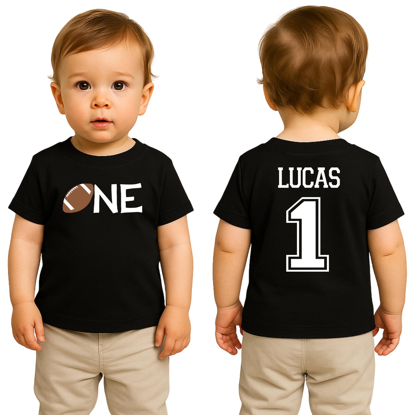 Personalized Football 1st Birthday Shirt β Custom Name & Number β Baby Boys Game Day Tee β First Birthday Sports Party Outfit