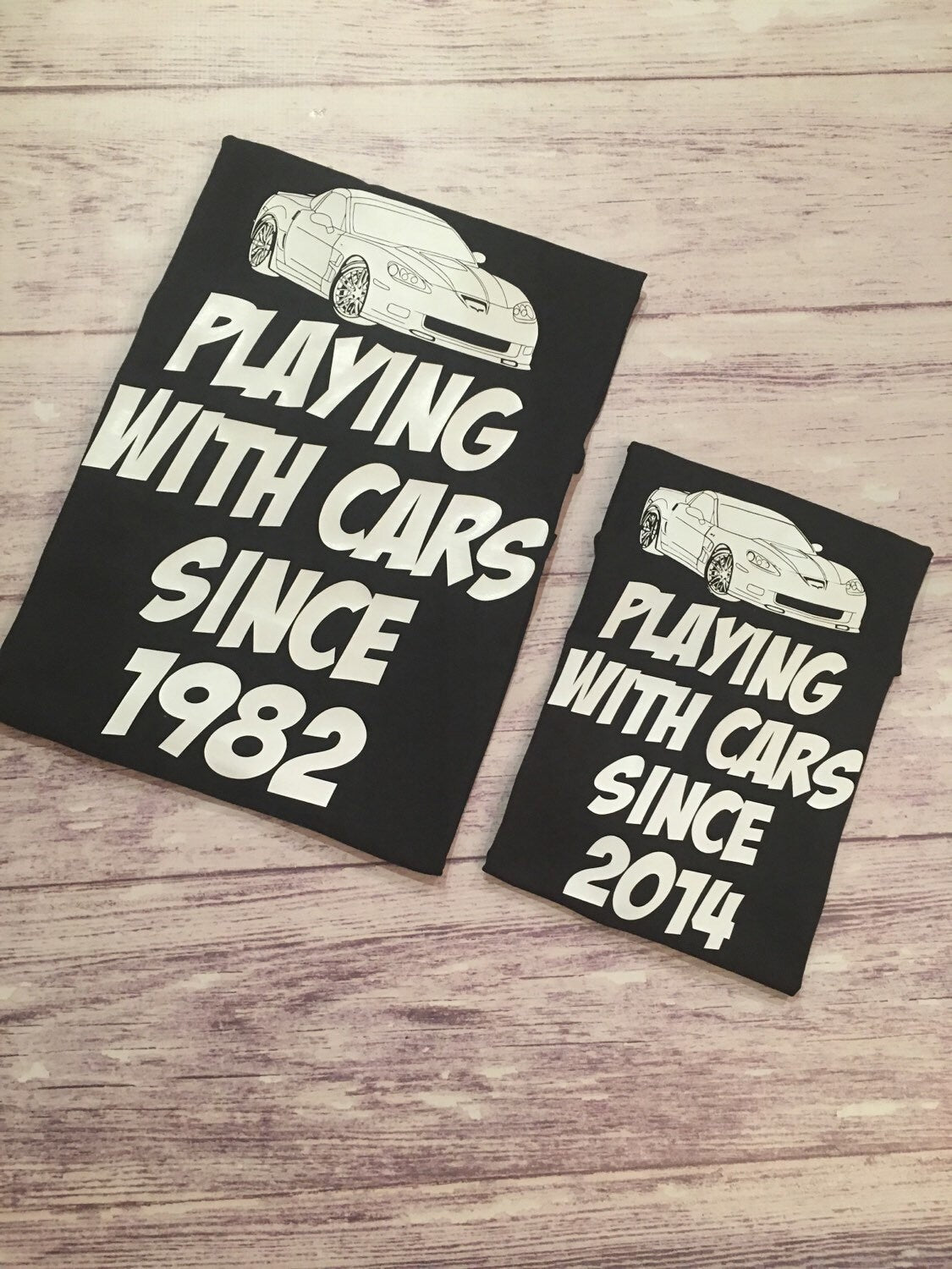 Playing with Cars t-shirts, matching father son shirts, father daughter shirts, still plays with cars, plays with cars, christmas gift
