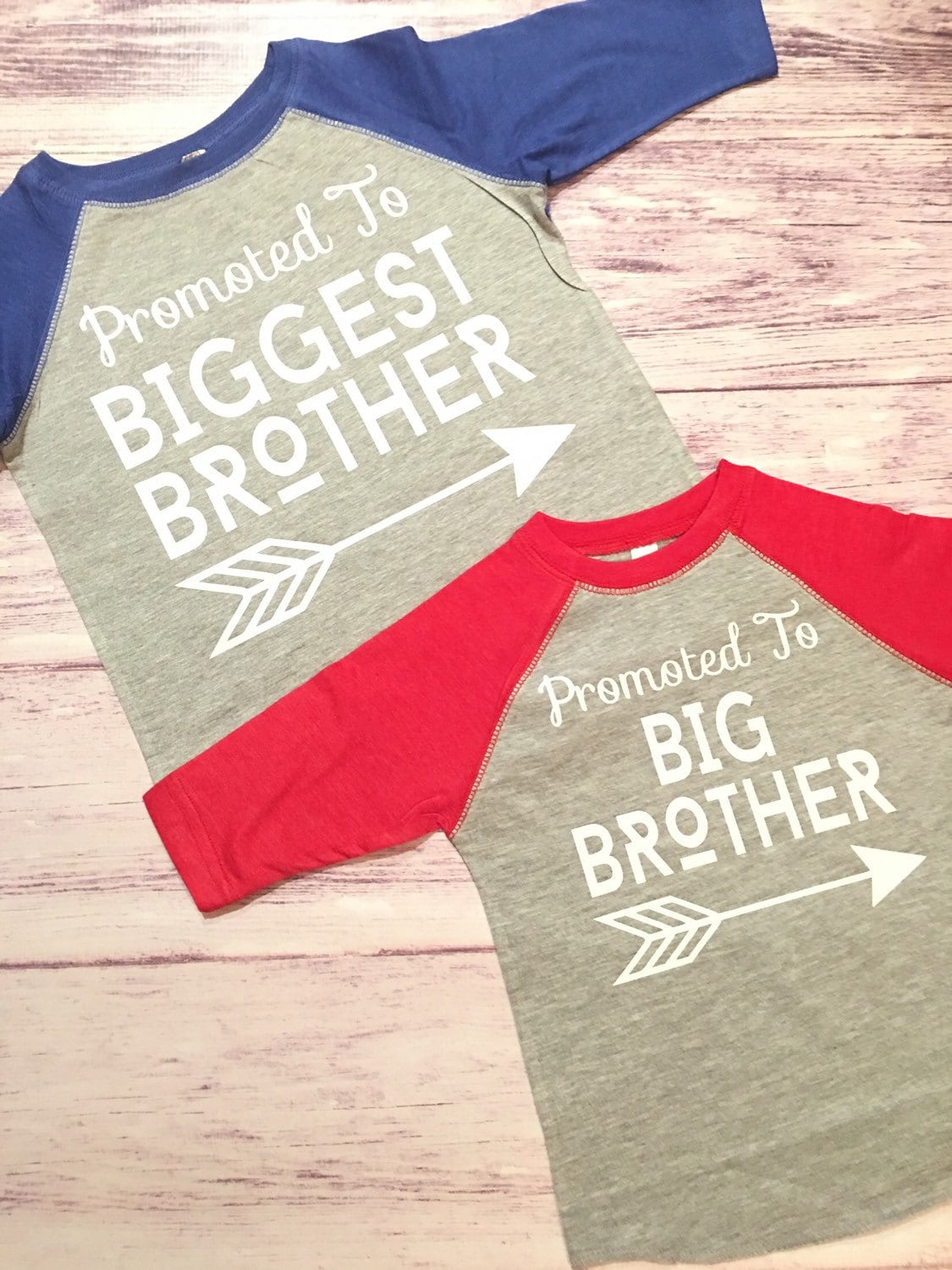 Promoted To Big Brother & Biggest Brother Shirts, Pregnancy Announcement Tees for 2 Brothers