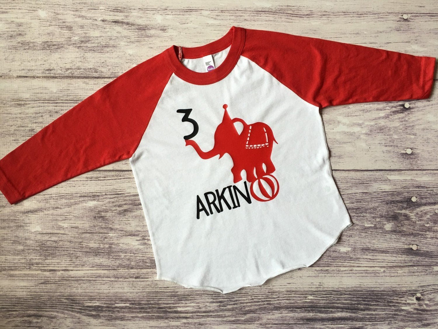 Personalized 3rd birthday Circus Shirt, Carnival Birthday Tee, Ring Master Party, Three Shirt - Purple Elephant MS