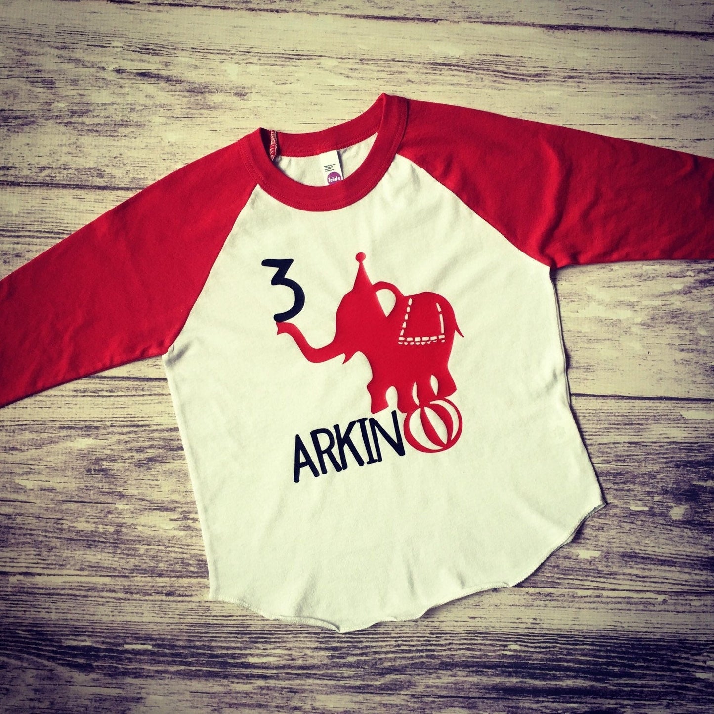 Personalized 3rd birthday Circus Shirt, Carnival Birthday Tee, Ring Master Party, Three Shirt - Purple Elephant MS