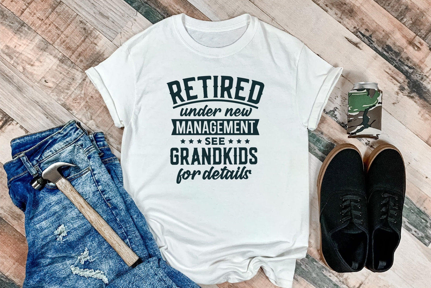 Retired - Under new Management, Retirement Shirt for Men, Gift for Grandpa - Purple Elephant MS