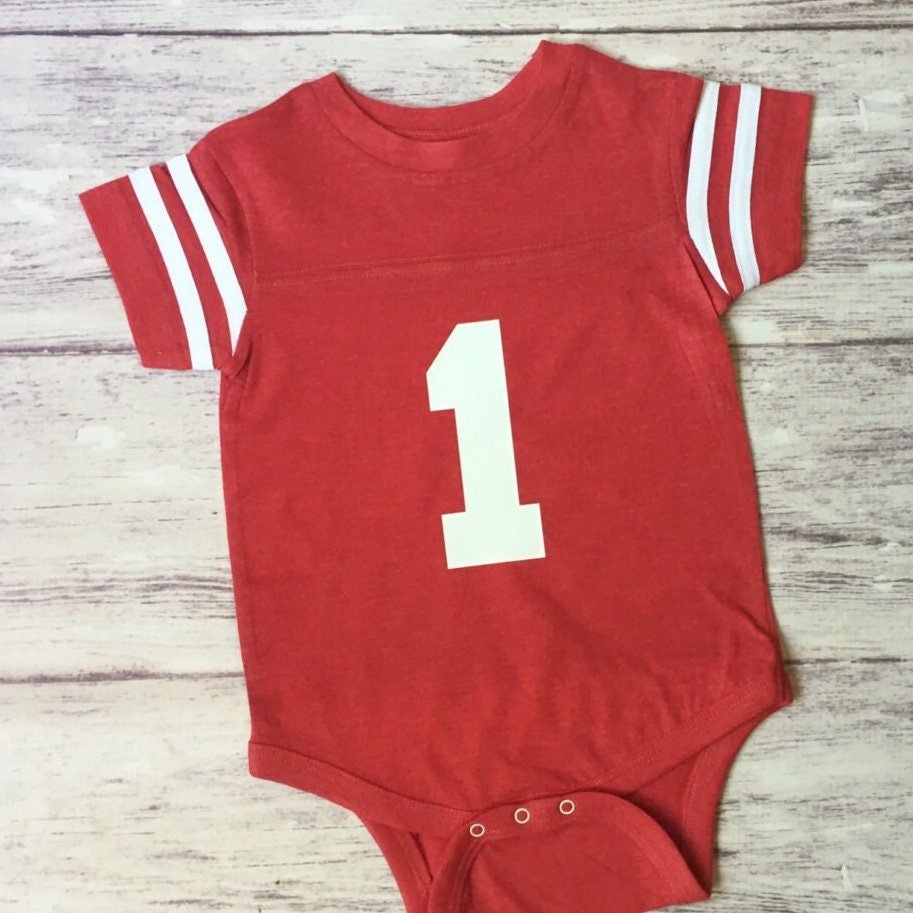 1st Birthday Shirt, Boys First Birthday, One Shirt, Cake Smash Outfit, Football Jersey, First Down, 1st Year Down - Purple Elephant MS