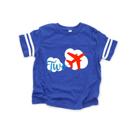 2nd Birthday Aviation Tee for Boys, Custom Kids Party Shirt - Purple Elephant MS