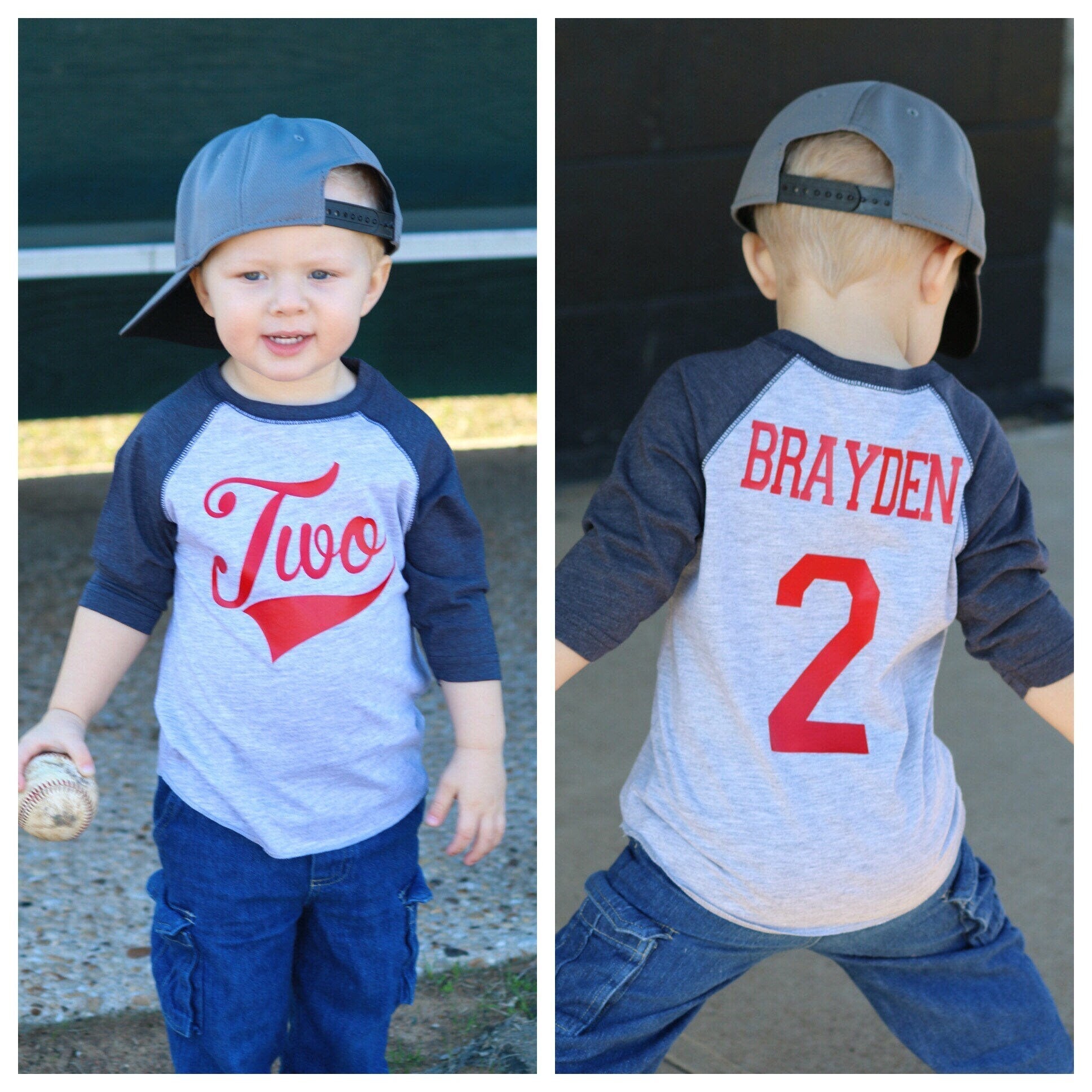 2nd Birthday Baseball Party Shirt, Gift for Two Year Old, Second Birthday Tee,, Boys Birthday T-Shirt - Purple Elephant MS