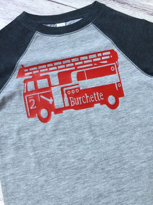 2nd birthday Firetruck shirt - Purple Elephant MS