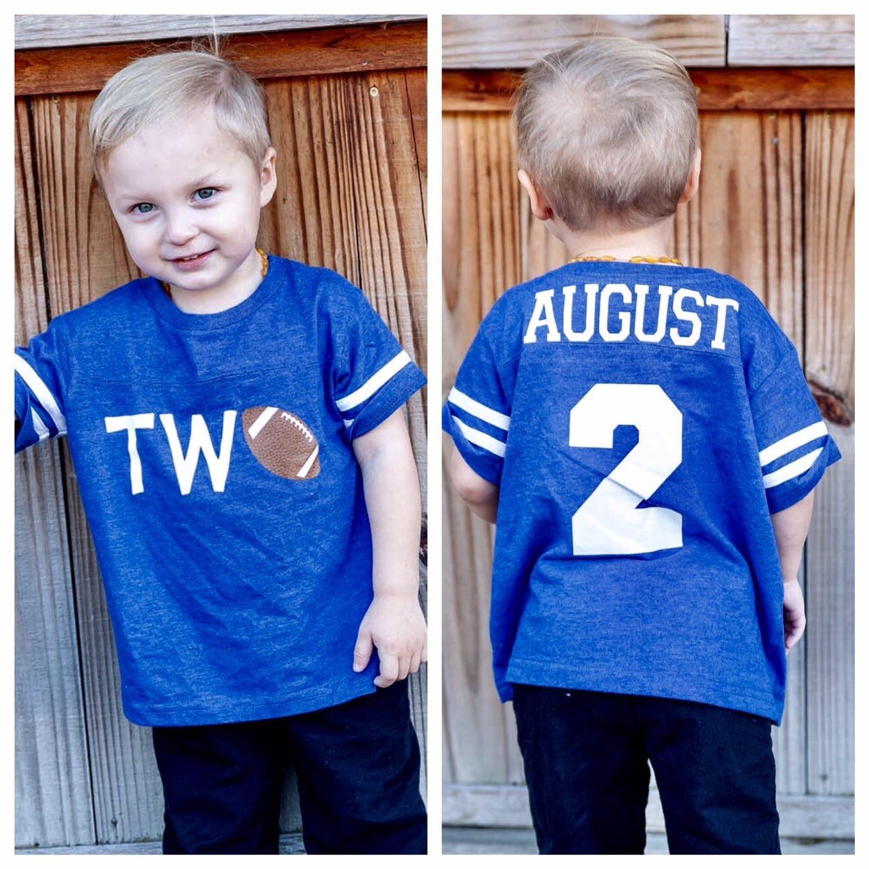 2nd Birthday Football Jersey for Toddler Boys Gift - Purple Elephant MS