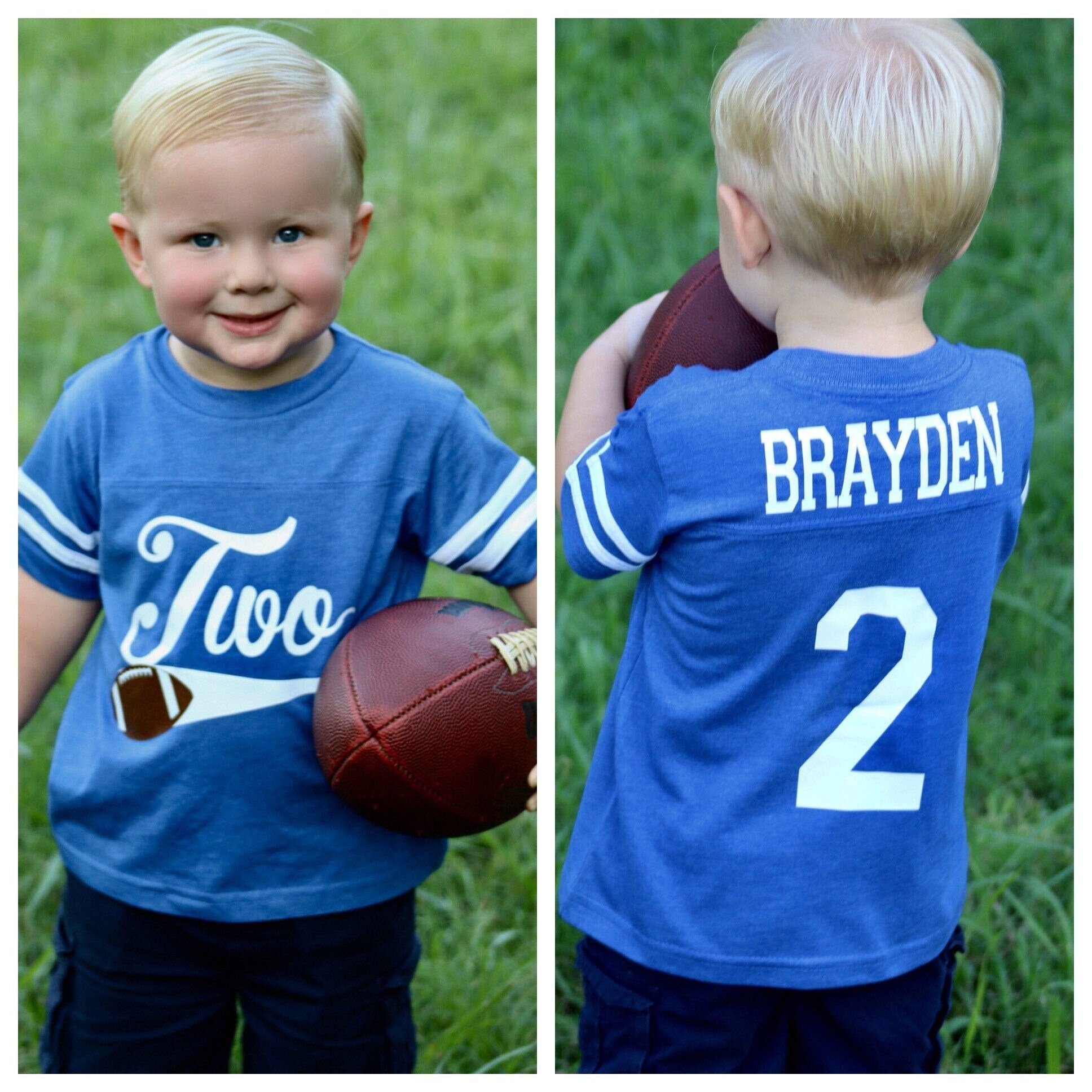 2nd Birthday Football Shirt, Toddler Football Tee, Second Down Party Outfit, Two Shirt - Purple Elephant MS