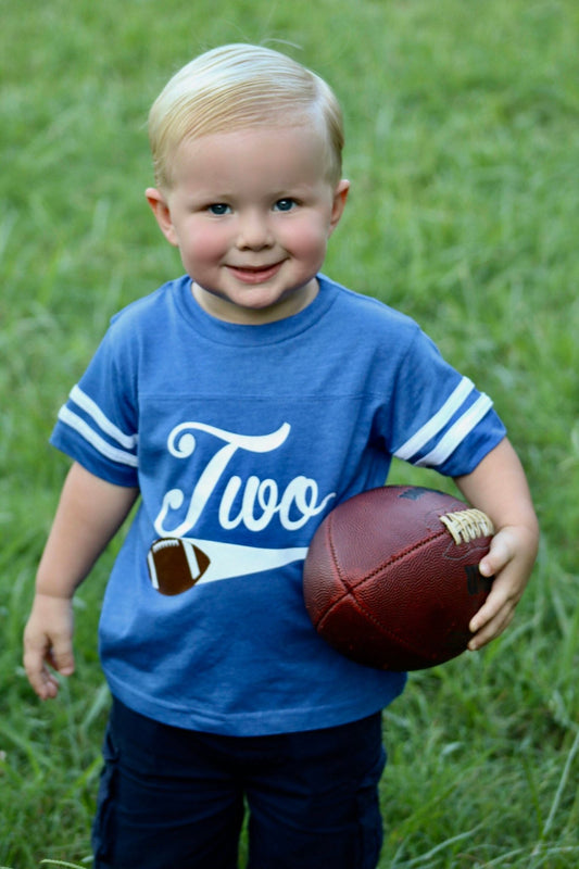 2nd Birthday Football Shirt, Toddler Football Tee, Second Down Party Outfit, Two Shirt - Purple Elephant MS