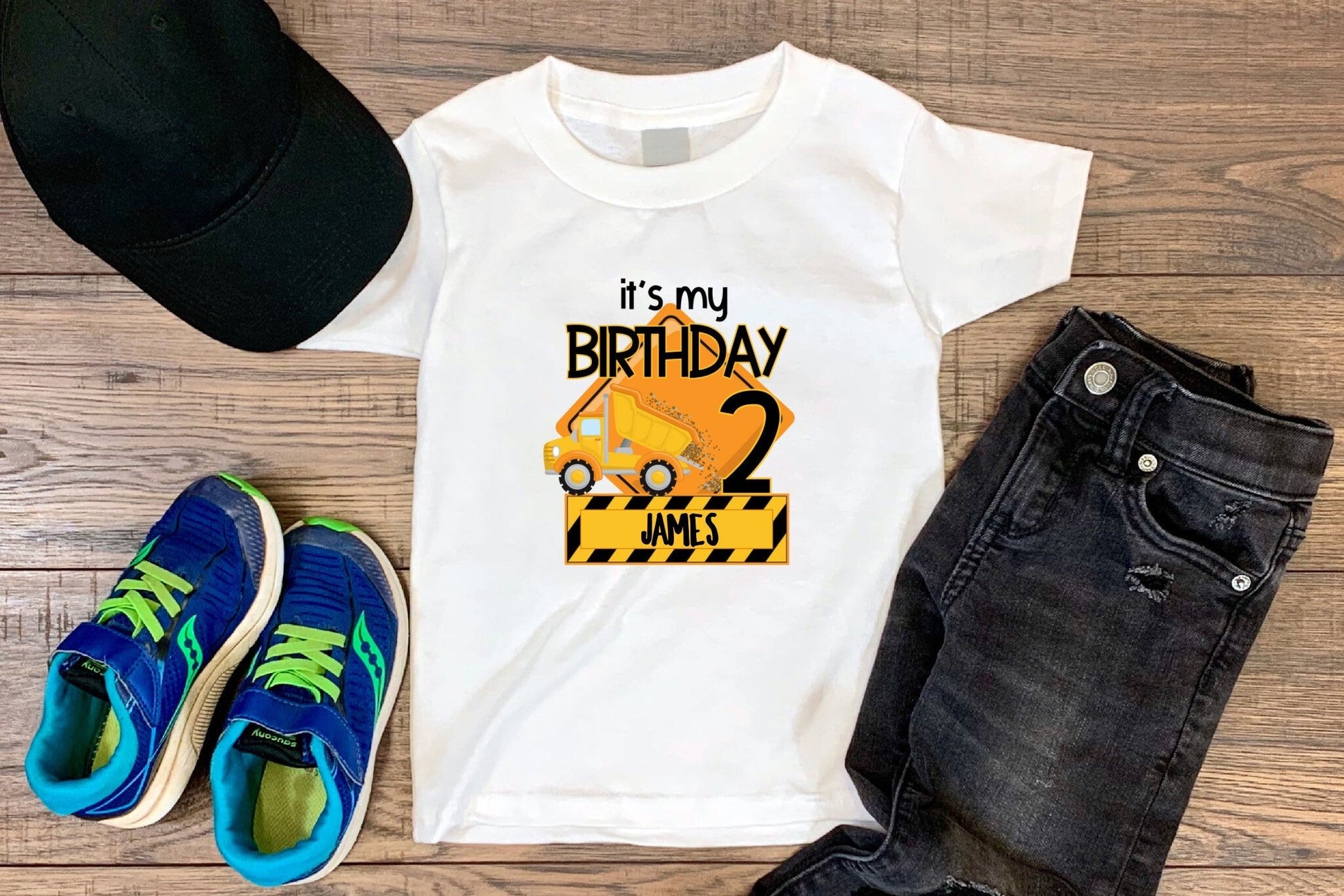 2nd Birthday Personalized construction shirt, Dump truck Tee, Transportation Party Shirt - Purple Elephant MS