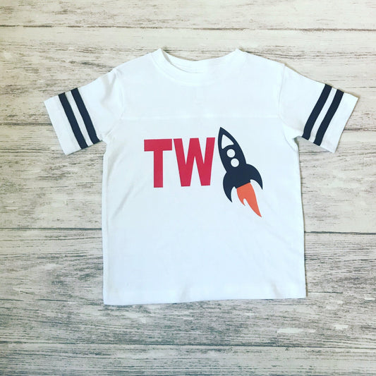 2nd Birthday Rocket shirt - Purple Elephant MS