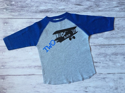 2nd Birthday Shirt, Airplane birthday shirt, plane birthday shirt, airplane birthday party - Purple Elephant MS