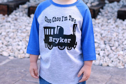 2nd birthday shirt, Choo Choo I'm 2 train shirt, train t-shirt, locomotive shirt, train birthday shirt, boys second birthday shirt - Purple Elephant MS