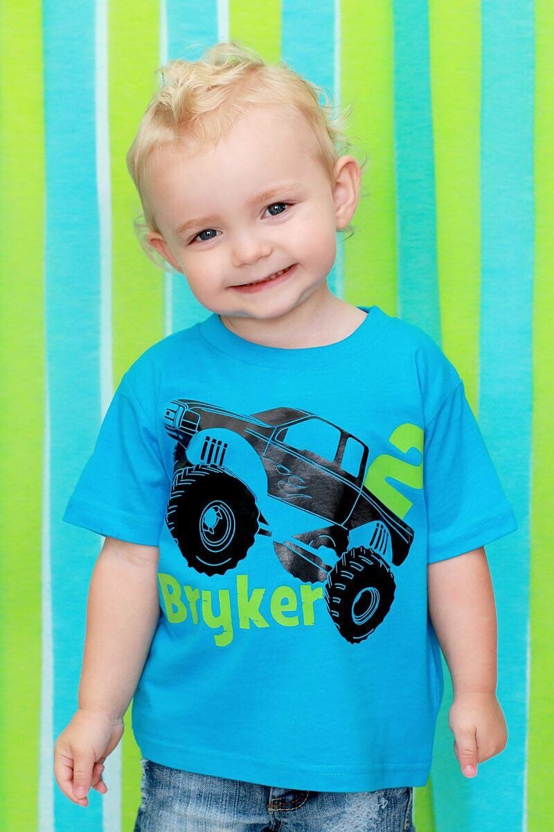 2nd birthday shirt, Monster Truck birthday shirt - Purple Elephant MS