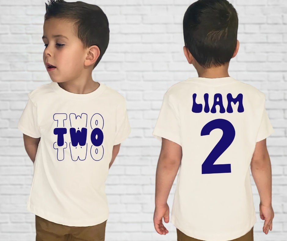 2nd Birthday shirt, Personalized Two Shirt,Jersey Shirt, Gift for Boy - Purple Elephant MS