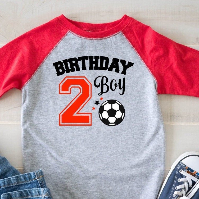 2nd Birthday Soccer Shirt Personalized, Two Year Old Boy Name t-shirts customized, Soccer themed 2nd bday shirt youth, 2nd birthday gifts - Purple Elephant MS