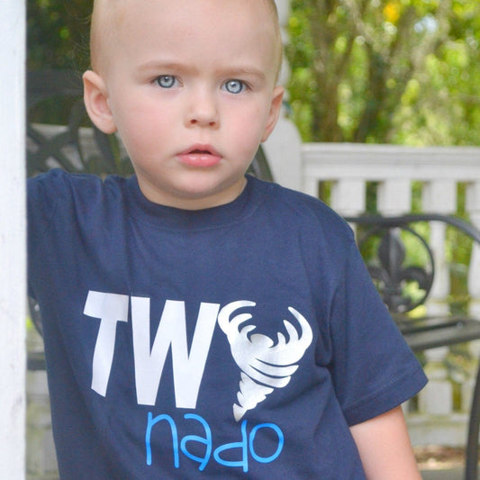 2nd birthday tornado shirt - Purple Elephant MS