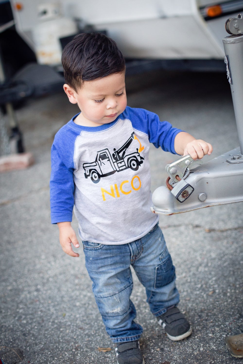 2nd birthday Tow Truck shirt, Wrecker Shirt, 2nd Birthday Gift, Transportation Party - Purple Elephant MS