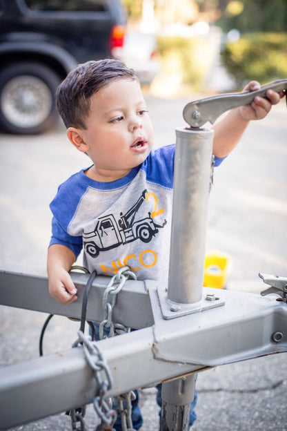 2nd birthday Tow Truck shirt, Wrecker Shirt, 2nd Birthday Gift, Transportation Party - Purple Elephant MS