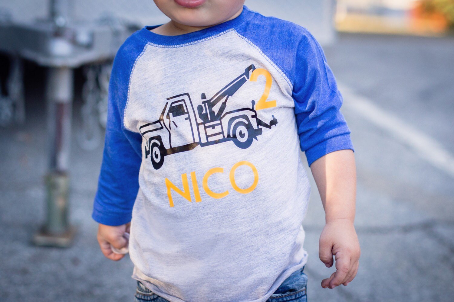 2nd birthday Tow Truck shirt, Wrecker Shirt, 2nd Birthday Gift, Transportation Party - Purple Elephant MS