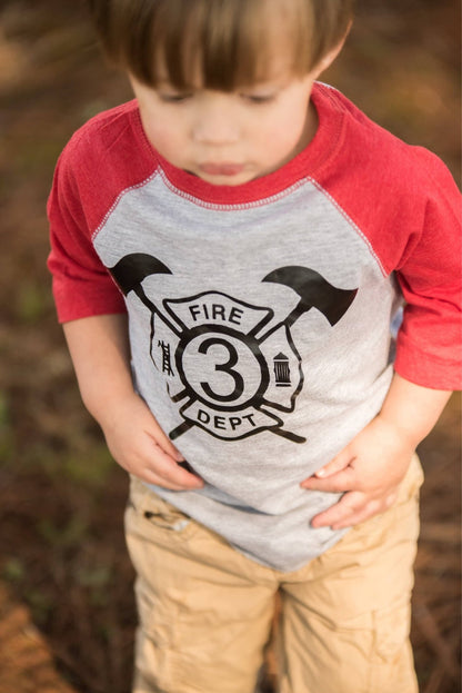 3rd Birthday Fireman shirt, Fireman Party, Fire man birthday shirt, - Purple Elephant MS