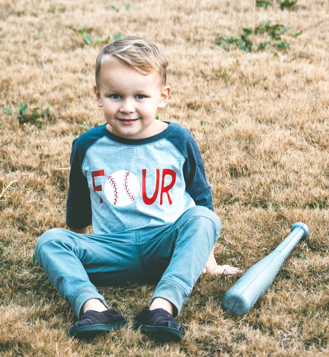 4th birthday Baseball Shirt, Four Shirt, Sports Party Tee, Gift for 4 Year Old - Purple Elephant MS