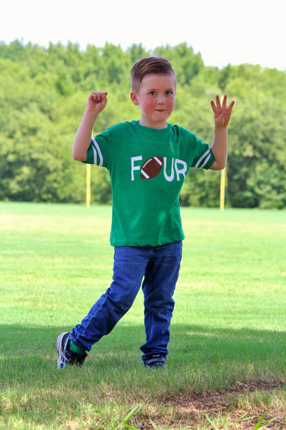 4th Birthday shirt, Football birthday shirt - Purple Elephant MS