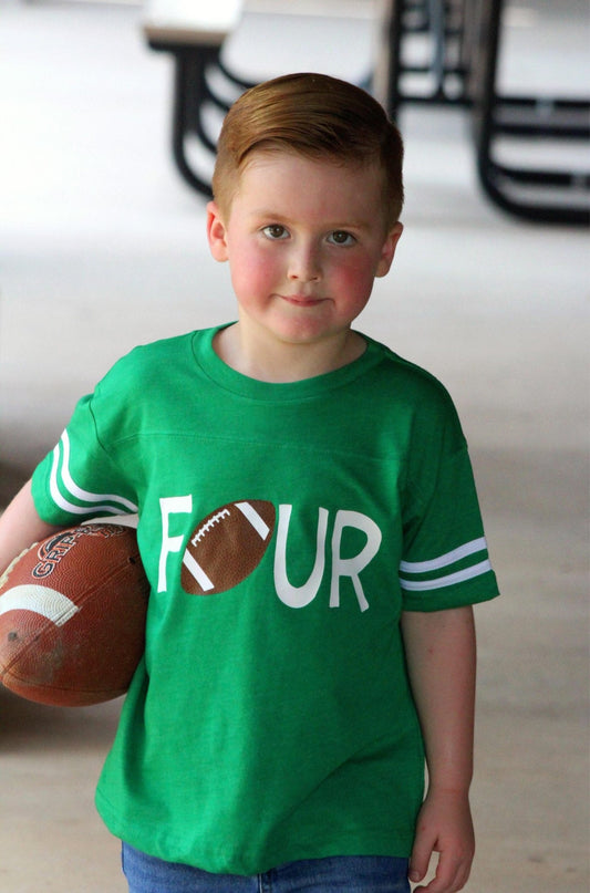 4th Birthday shirt, Football birthday shirt - Purple Elephant MS