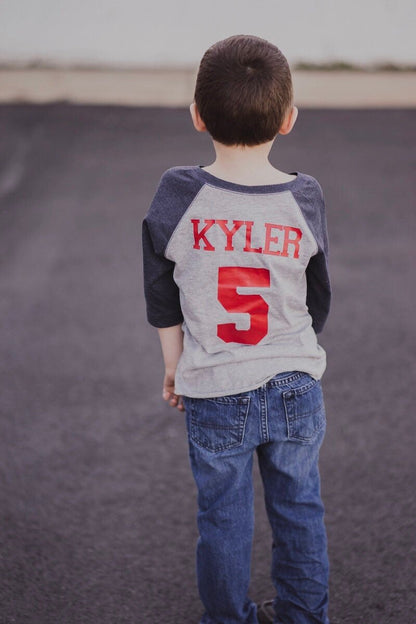 5th birthday Baseball shirt - Purple Elephant MS