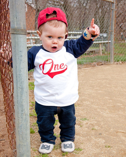 Baseball 1st birthday shirt - Purple Elephant MS