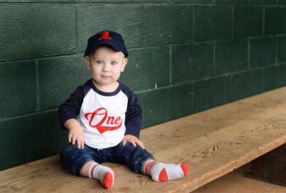 Baseball 1st birthday shirt - Purple Elephant MS