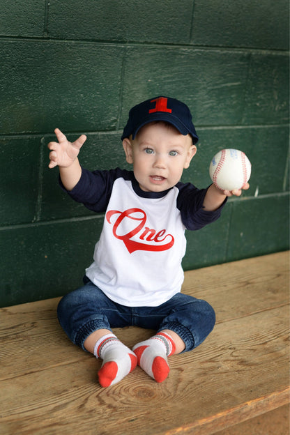 Baseball 1st birthday shirt - Purple Elephant MS