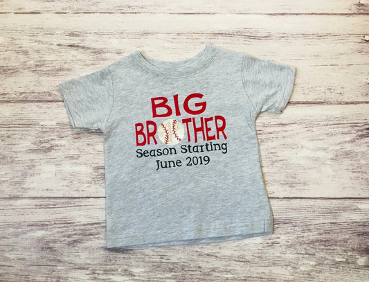 Big Brother Baseball Season Starting Shirt - Purple Elephant MS