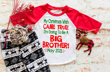 Big Brother Christmas Pregnancy Announcement shirt: My Wish Came True I'm going to be a Big Brother! - Purple Elephant MS